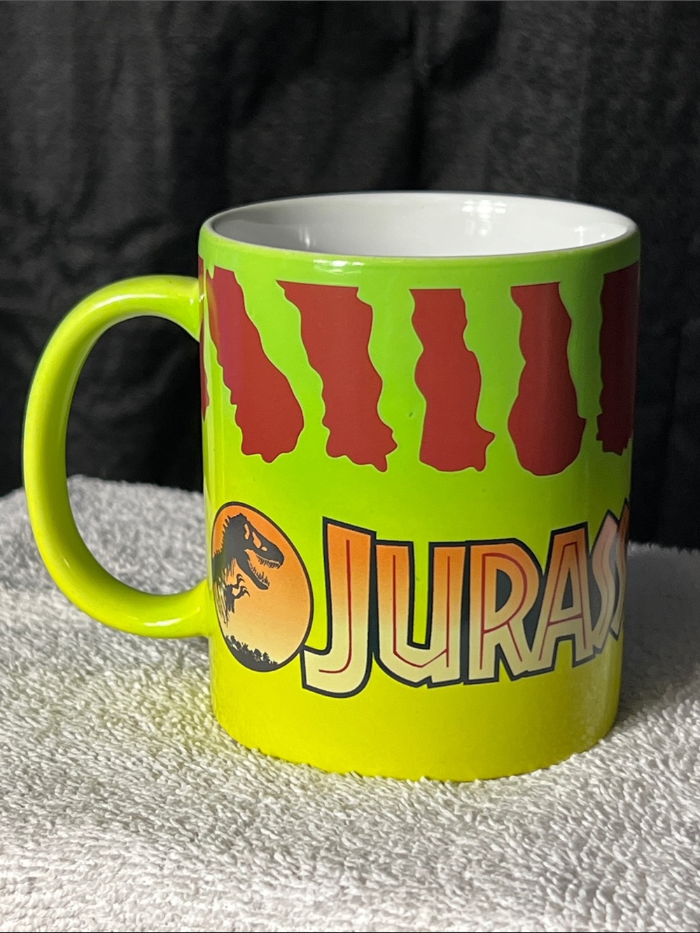 Jurassic Logo Neon Green Ceramic Mug